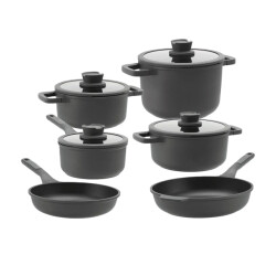 BergHOFF Pannenset leo stone 10 delig downdraft met gratis essentials serveertang 34cm