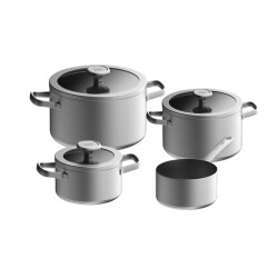 BergHOFF Leo pannenset graphite 4 delig gerecycled rvs