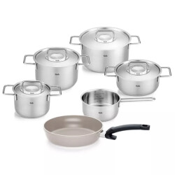 Fissler Pure collection pannenset met steelpan, ceratal koekenpan en rvs deksels, 6-delig