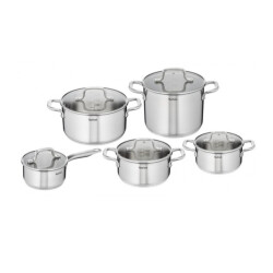 Tefal Virtuoso kookpannenset 5 delig rvs met glazen deksels
