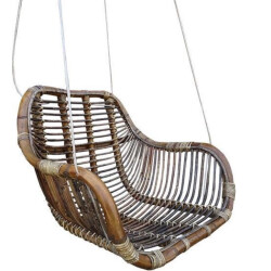 Van der Leeden Rotan hangstoel fly brown (l)66 x (b)65 x (h)49 cm steel wire