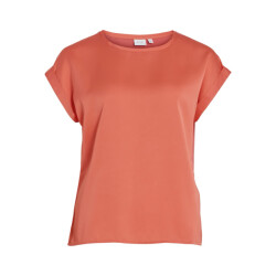 Vila Viellette ss satin top noos koraal