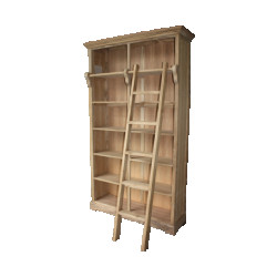 HSM Collection -boekenkast met trap-136x40x235--teak