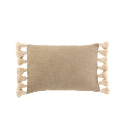J-Line Kussen rechthoek pompom katoen polyester
