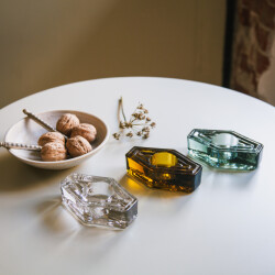 Brut Homeware Set van 2, waxinelichthouder, infinite hexagon, amber, brût homeware