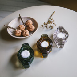 Brut Homeware Set van 2, waxinelichthouder, infinite round, smokey green, brût homeware