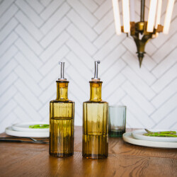 Brut Homeware Set van 2, olie/azijn fles reed 30 cl, amber, brût homeware