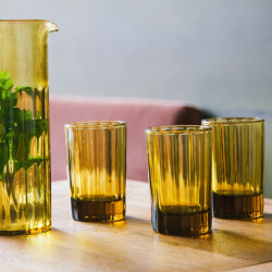 Brut Homeware Set van 6, water glass reed 20 cl, amber, brût homeware