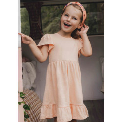 Looxs Revolution Zomerjurk seersucker jersey peach voor meisjes in de kleur