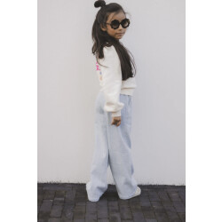 Looxs Revolution Striped denim wide leg bleach blue voor meisjes in de kleur