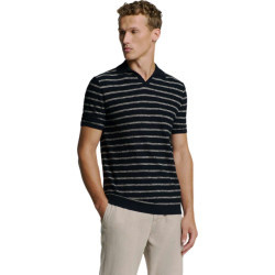 No Excess Pullover short sleeve polo v stripe night