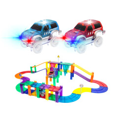 Picasso Tiles Picassotiles magnetische tegels racebaan met led-auto's 50 stuks