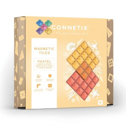 Connetix 2 basisplaten 30 x 30 cm magnetisch constructiespeelgoed lemon en peach