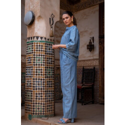 Geisha 51174-70 635 pants chambray jeansblue