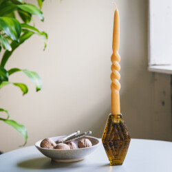 Brut Homeware Set van 2, kaarshouder, infinite hexagon, amber, brût homeware