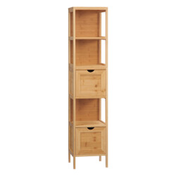 4goodz Bamboe badkamerkast 2 lades en plank 30x30x90 cm -