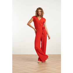 Smashed Lemon 25116 rood stretchy crinkle jumpsuit