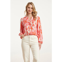 Smashed Lemon 25181 blouse met abstracte verfspatters in perzik en