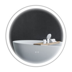 4goodz Ronde badkamerspiegel 60 cm led verlichting zilver