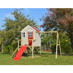 Wendi Toys Wtm24 houten speelhuis met glijbaan en schommel | 330x350x242 cm