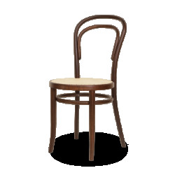 Fameg Vienna thonet no. 14 houten bistrostoel walnoot met rotan zitting