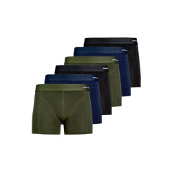 Jack & Jones Heren boxershorts trunks effen jacbasic bamboe 6-pack groen/blauw/zwart