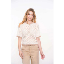 Geisha 54054-70 010 pullover crochet 2 colors off-white/beige