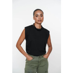 Geisha 52100-47 999 t-shirt pleads at shoulder black