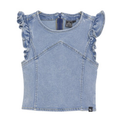 Indian Blue Zomer top meisjes licht ruffel denim