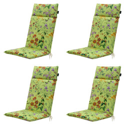 Madison tuinstoelkussen hoge rug milly green ca. 120x50 cm set van 4