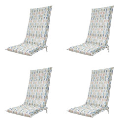 Madison tuinstoelkussen hoge rug trivia natural ca. 123x50 cm set van 4