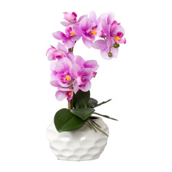 Kopu ® kunstplant orchidee 33 cm in witte sierpot 13x9cm -