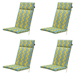 Madison tuinstoelkussen hoge rug siem yellow ca. 120x50 cm set van 4