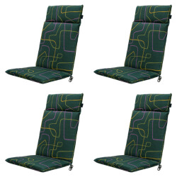 Madison tuinstoelkussen hoge rug joah green ca. 120x50 cm set van 4