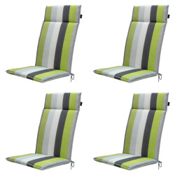 Madison tuinstoelkussen hoge rug victoria green ca. 120x50 cm set van 4