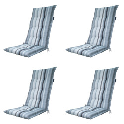 Madison tuinstoelkussen hoge rug righe grey ca. 123x50 cm set van 4