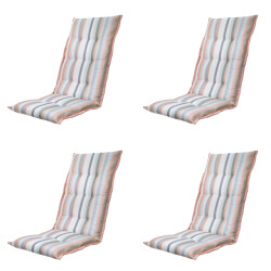 Madison tuinstoelkussen hoge rug righe salmone ca. 123x50 cm set van 4