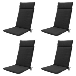 Madison tuinstoelkussen hoge rug black canvas eco+ ca. 120x50 cm set van