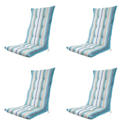 Madison tuinstoelkussen hoge rug righe azure ca. 123x50 cm set van 4