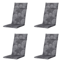 Madison tuinstoelkussen hoge rug circle grey ca. 120x50 cm set van 4