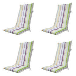 Madison tuinstoelkussen hoge rug righe purple ca. 123x50 cm set van 4