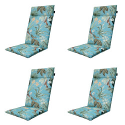 Madison tuinstoelkussen hoge rug grasse aqua ca. 120x50 cm set van 4