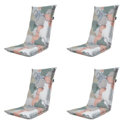 Madison tuinstoelkussen hoge rug grafi salmone ca. 123x50 cm set van 4