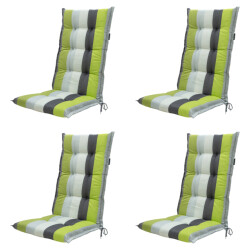 Madison tuinstoelkussen hoge rug victoria green ca. 123x50 cm set van 4