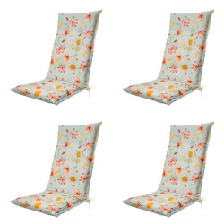 Madison tuinstoelkussen hoge rug florina orange ca. 123x50 cm set van 4