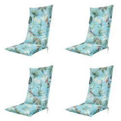 Madison tuinstoelkussen hoge rug grasse aqua ca. 123x50 cm set van 4