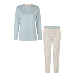 By Louise Dames pyjama set lang lichtblauw gestipt