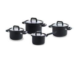 BK Cookware Bk flow cool black kookpannenset- 4 delig rvs veilig afgietsysteem
