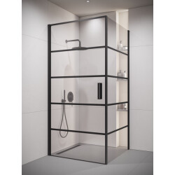 Badplaats Douchecabine alava 80 x 80 x 190 cm zwart met lijnen douchewand