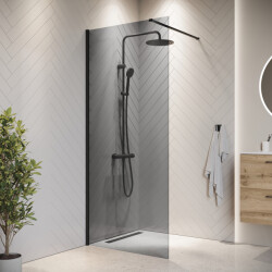 Badplaats Douchewand rizani 100 x 200 cm zwart – getint rookglas inloopdouche